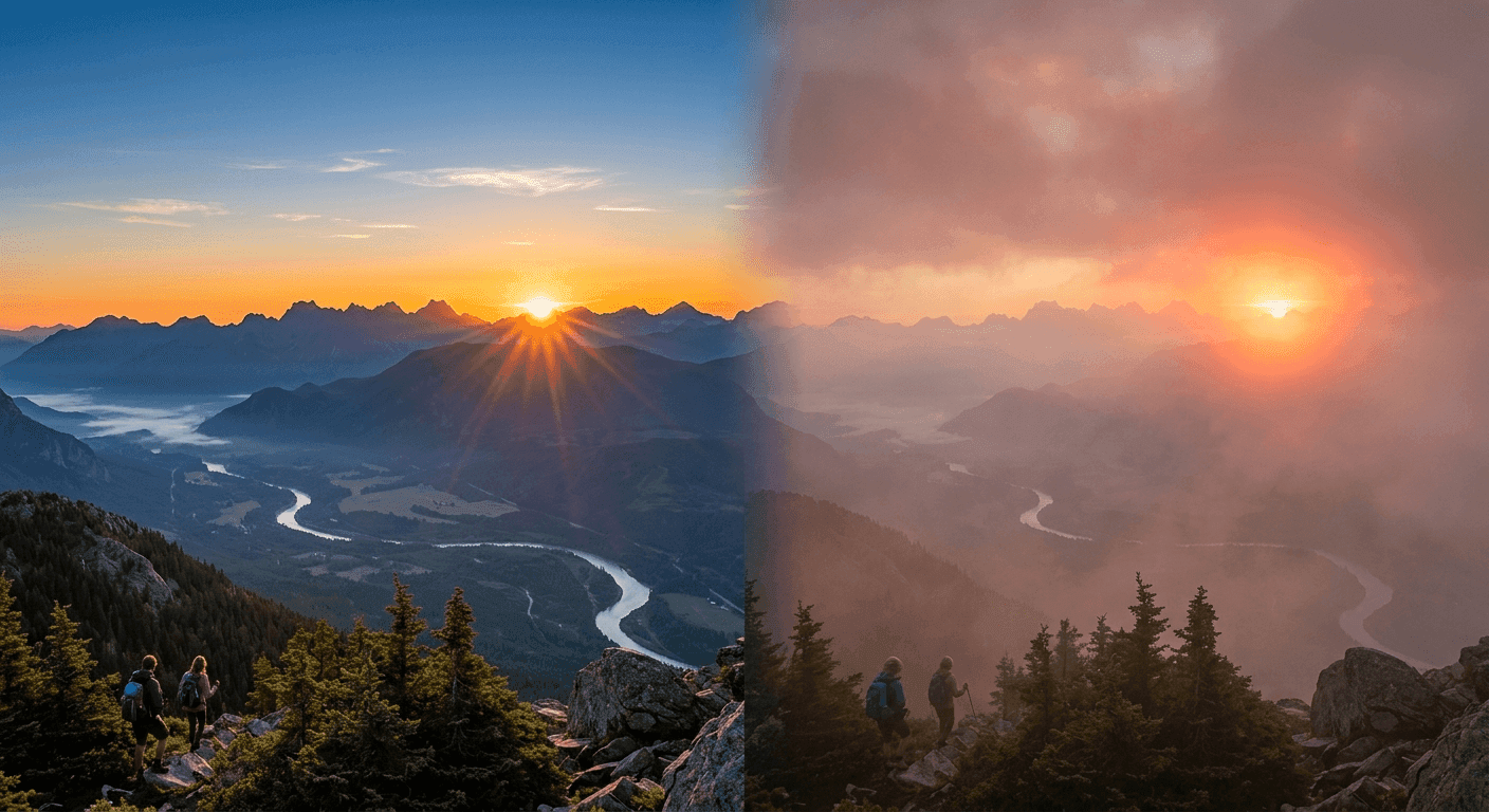 The role of humidity in determining the clarity of a sunrise view