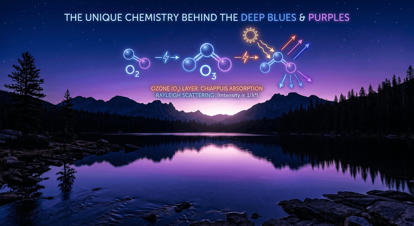 The unique chemistry behind the deep blues and purples of a pre-sunrise sky
